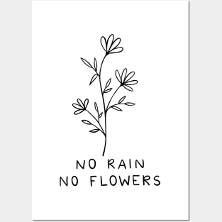 No Rain No Flowers | Line Art Posters and Art